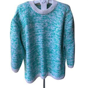 𝅺OVERSIZED Retro Chunky Knit Green-Icelandic Fisherman Boho Pullover Sweater. 2X